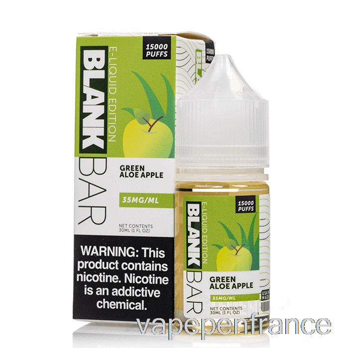 Pomme Verte à L'aloès - Sels De Barre Vierges - Stylo Vape 30 Ml 50 Mg